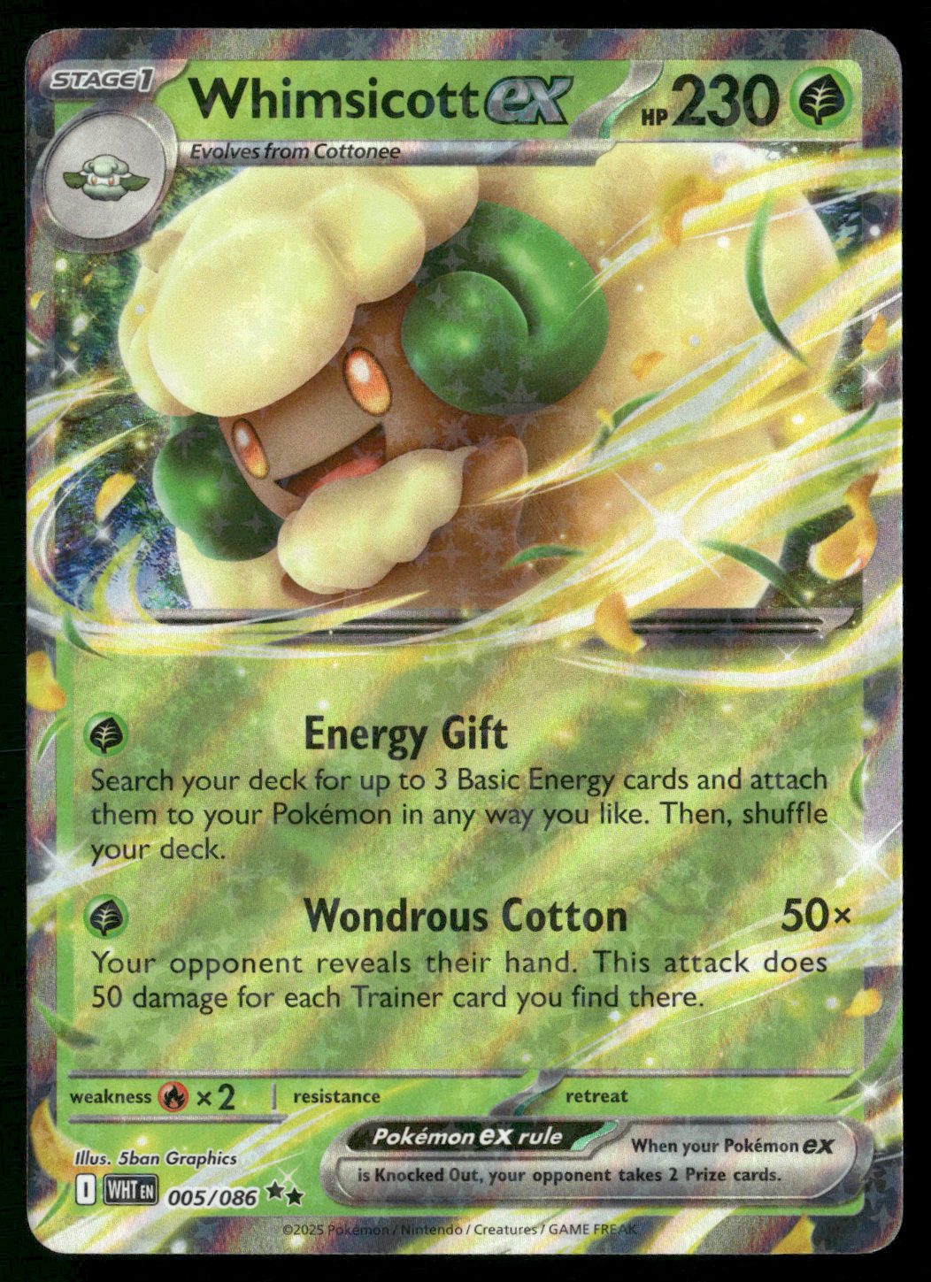Whimsicott ex Double Rare SV: White Flare 005/086
