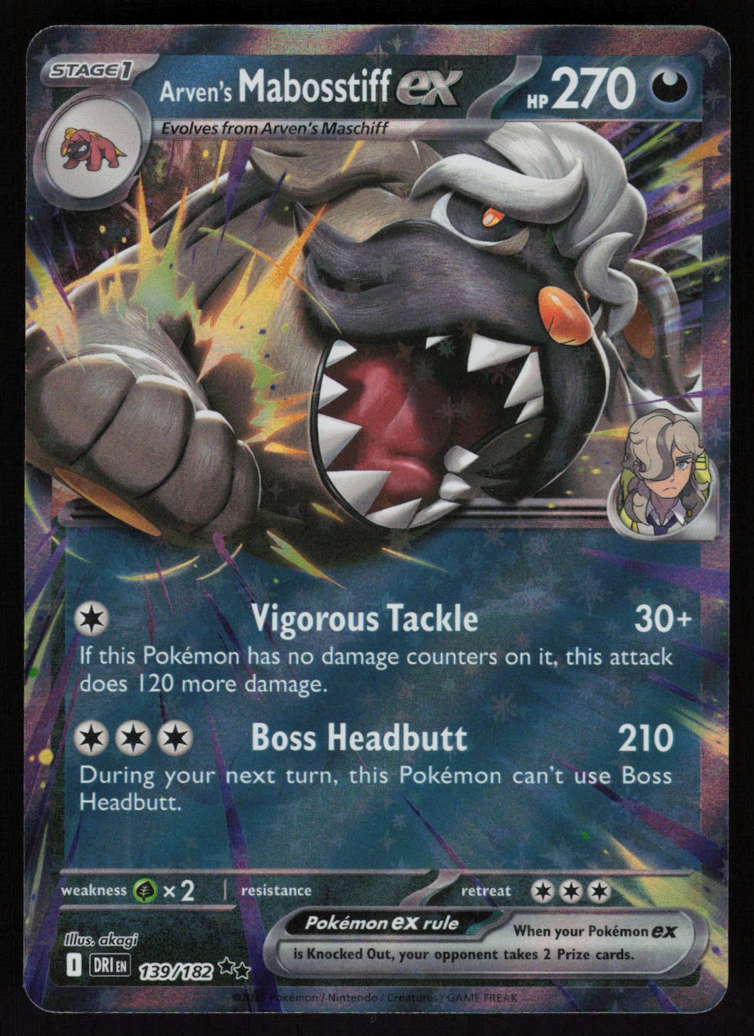 Arven's Mabosstiff ex - 139/182 Double Rare SV10: Destined Rivals 139/182