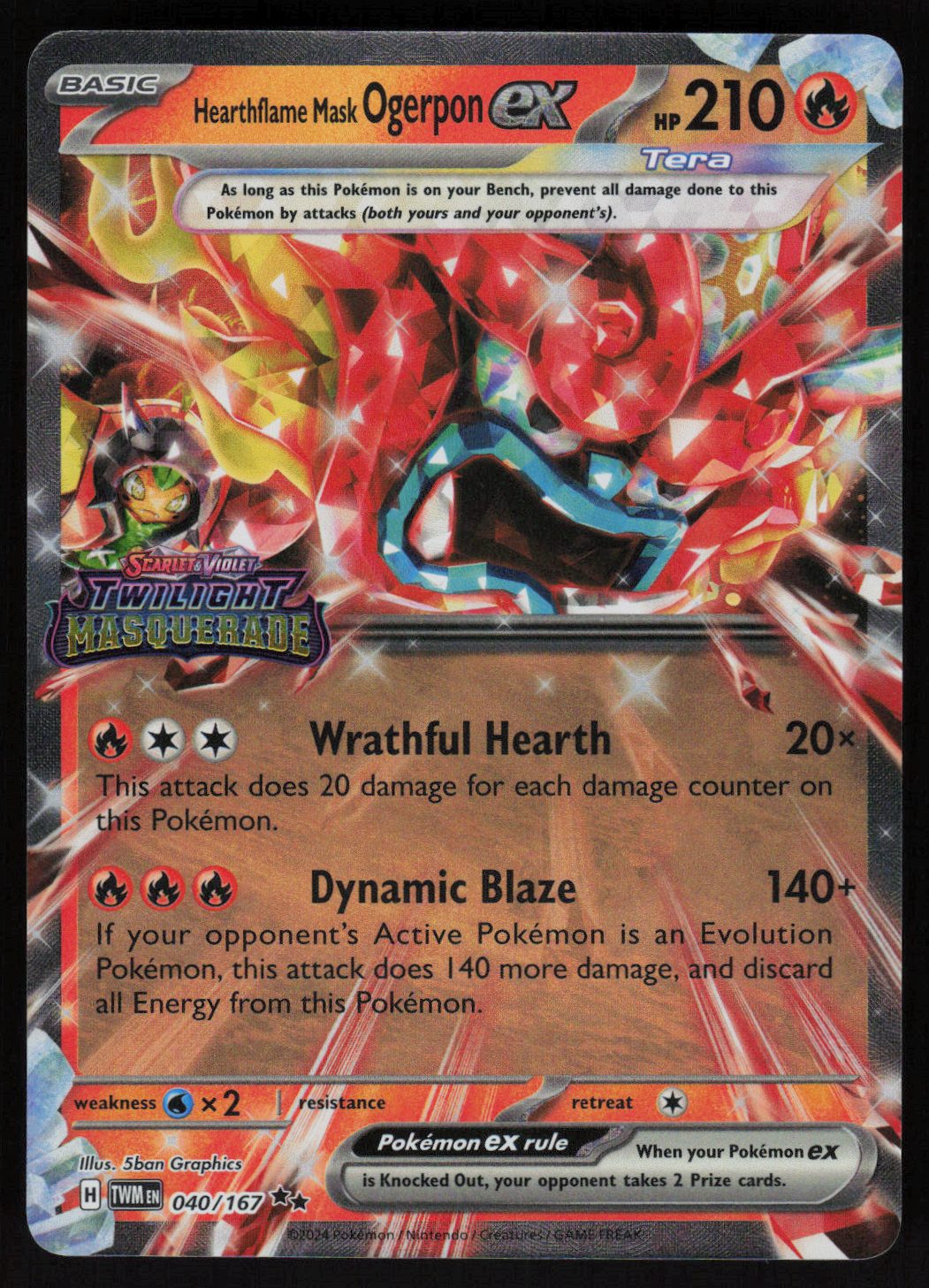 Hearthflame Mask Ogerpon ex (Twilight Masquerade Stamp) | Near Mint / English / Holofoil
