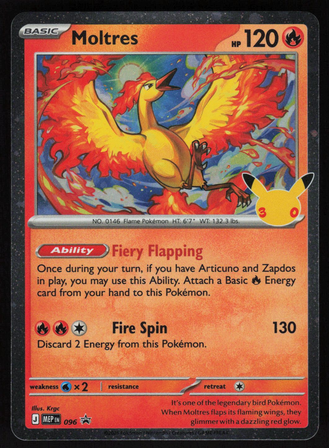 Moltres - 096 (30th Celebration) Promo ME: Mega Evolution Promo 096