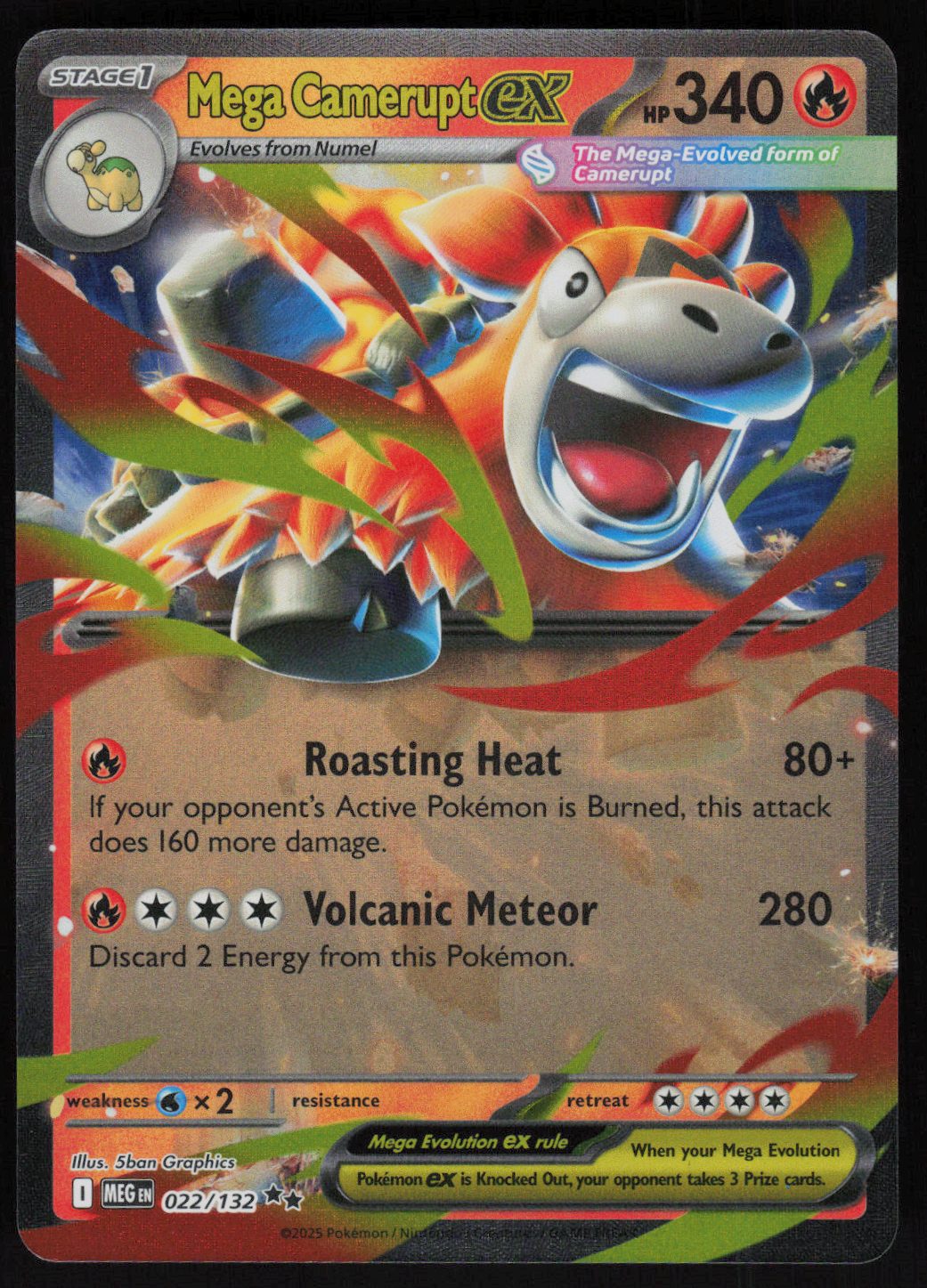 Mega Camerupt ex - 022/132 Double Rare ME01: Mega Evolution 022/132