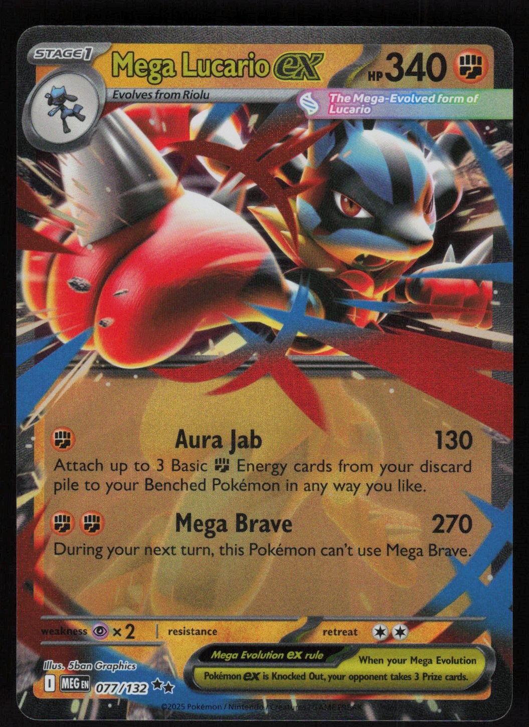 Mega Lucario ex - 077/132 Double Rare ME01: Mega Evolution 077/132