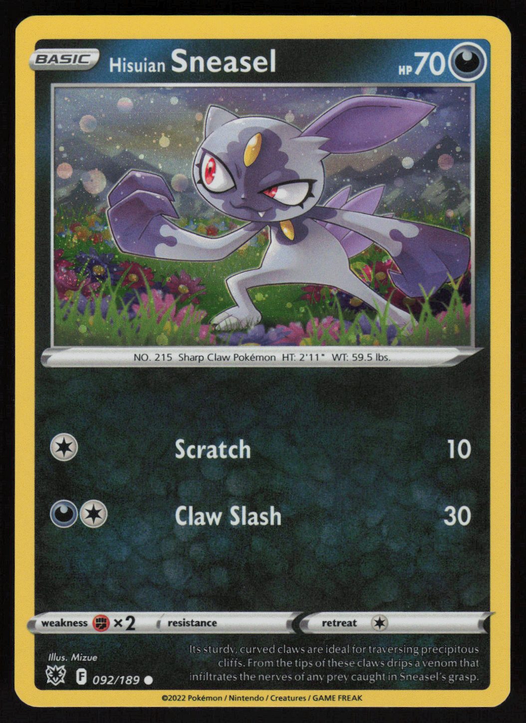 Hisuian Sneasel - 092/189 (Cosmos Holo)