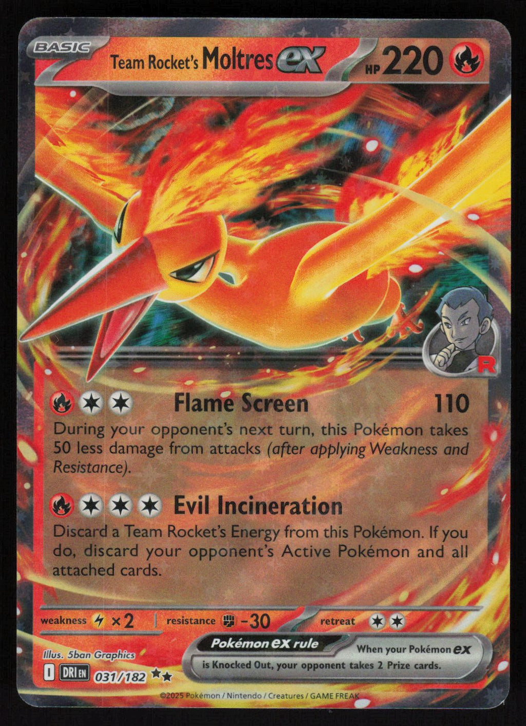 Team Rocket's Moltres ex Double Rare SV10: Destined Rivals 031/182