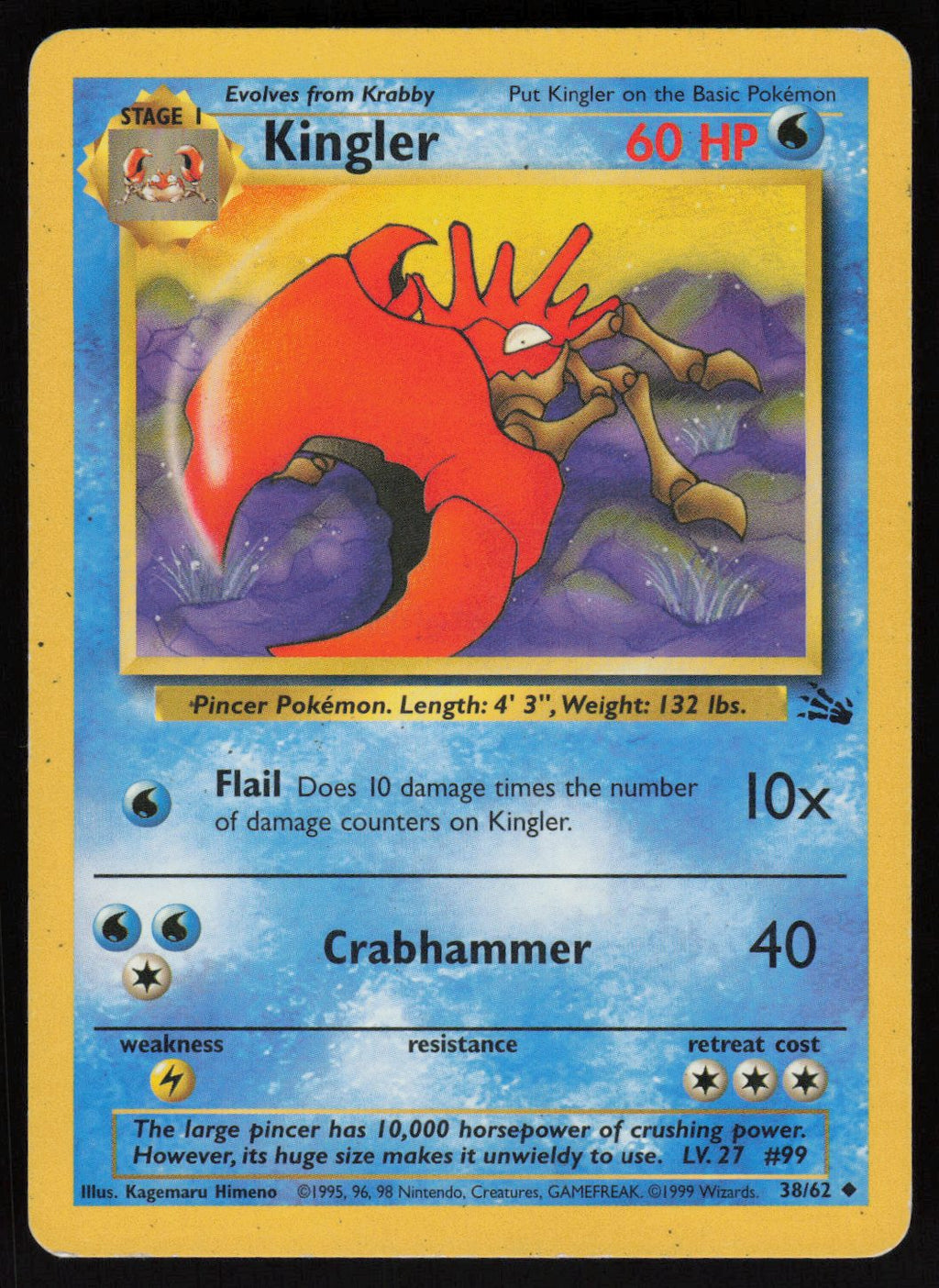 Kingler Uncommon Fossil 38/62